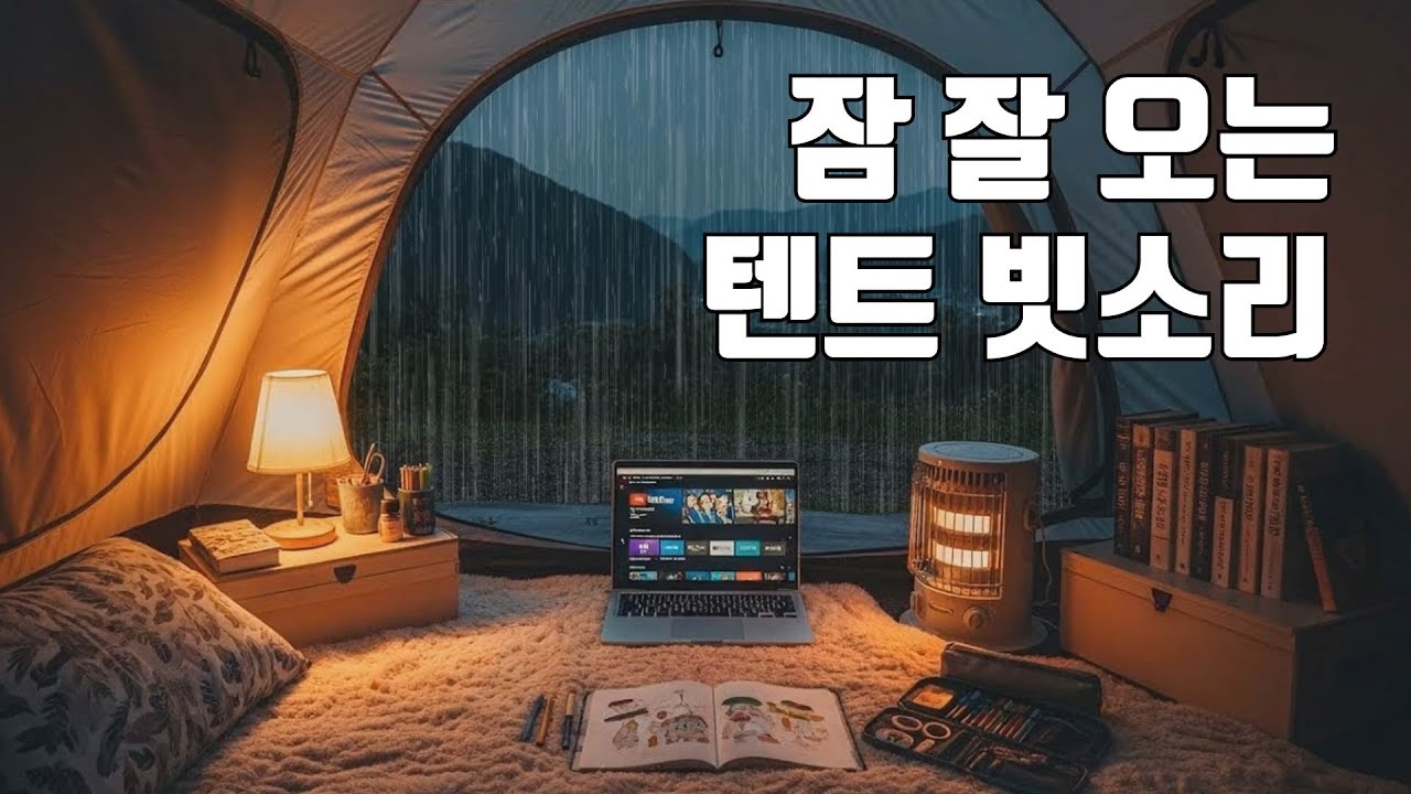 잠 잘 오는 따뜻한 텐트 빗소리 | 마음이 편안해지는 수면유도 백색소음 ASMR