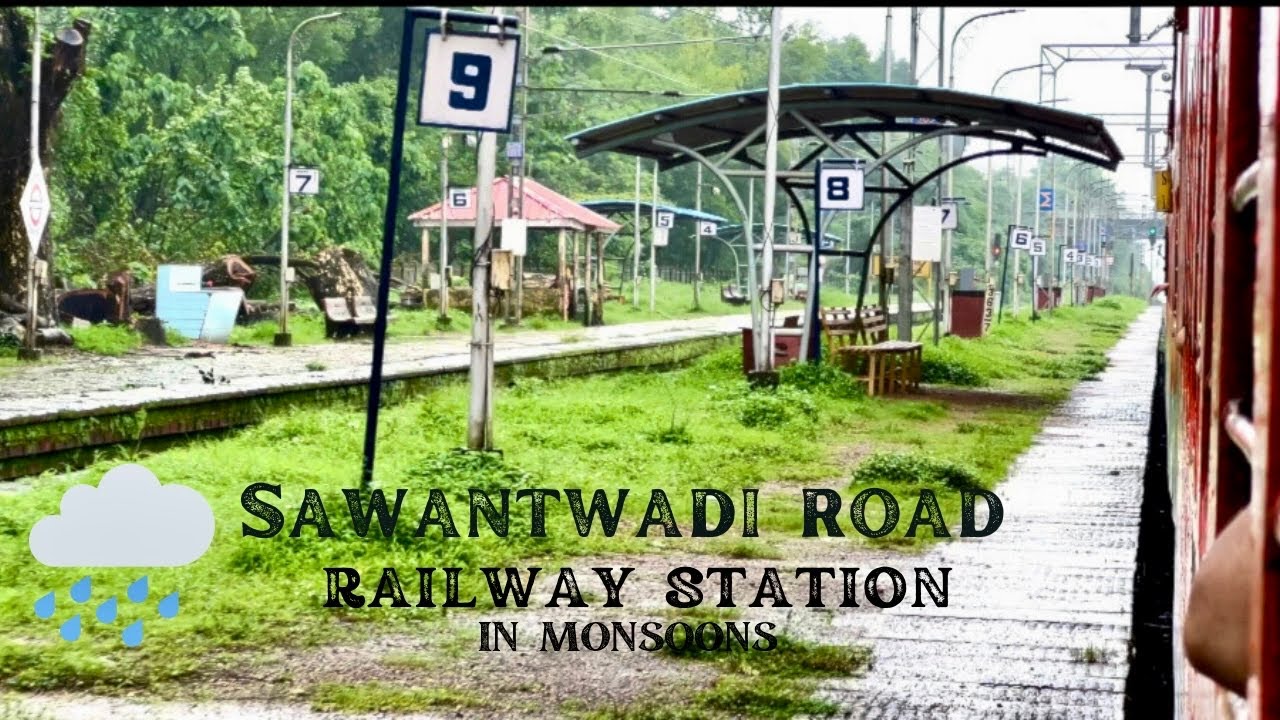 Sawantwadi Road Railway Station (Konkan Railways) Rain Sound 4K | Maharashtra | Monsoon Rains 🌧