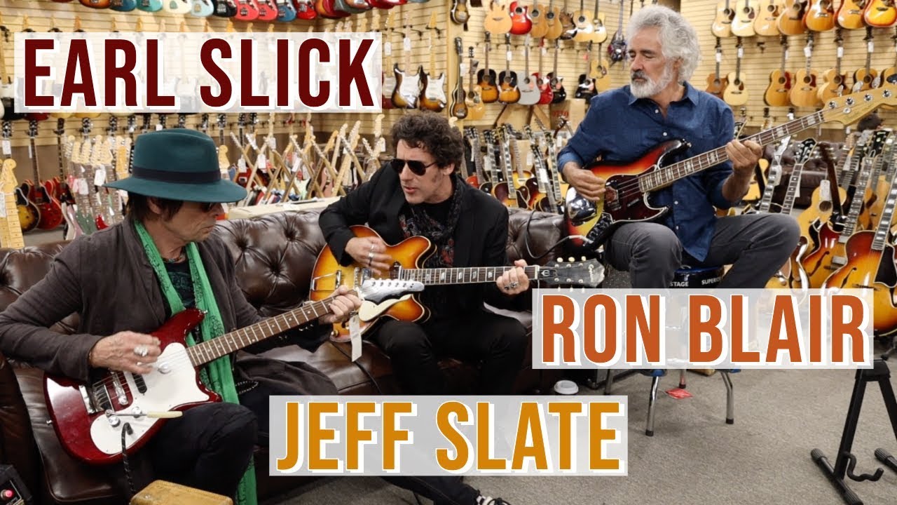 Earl Slick, Jeff Slate, and Ron Blair at Norman's Rare Guitars