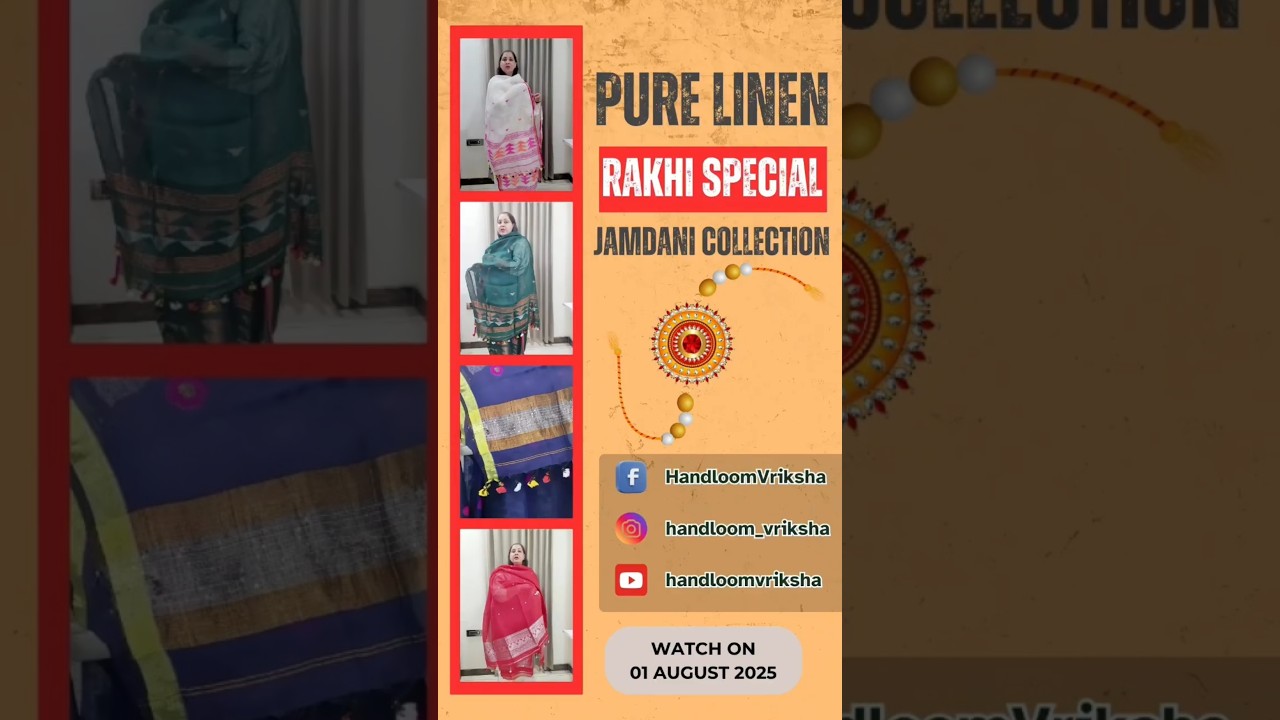 Rakhi Special Pure Linen Jamdani Two Piece Suits 3/8 