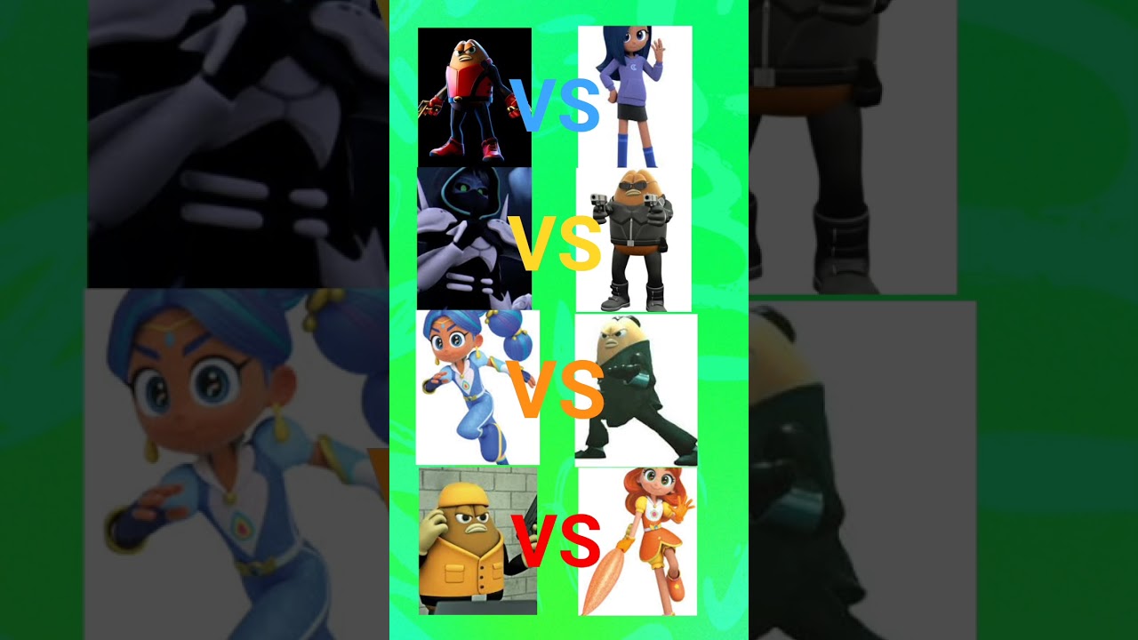 killer Bean character vs rainbow bubblegem character 