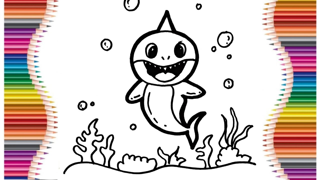 Cara Menggambar Ikan Hiu Lucu 🦈 | Menggambar Baby Shark Mudah untuk Anak