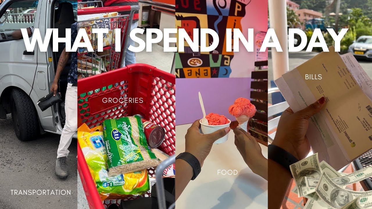 WHAT I SPEND IN A DAY IN GRENADA | bills, groceries, food & more