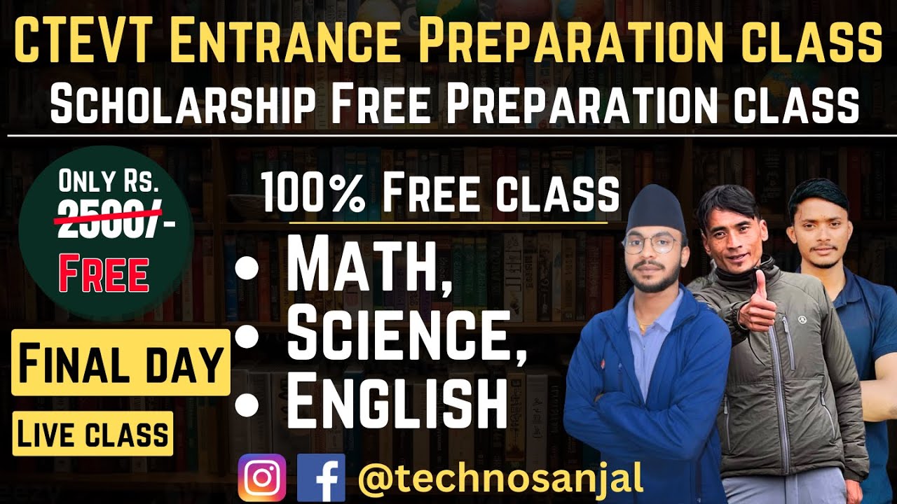 DIPLOMA/PCL Live Entrance Exam Preparation Class I CTEVT Entrance Free Preparation class final day 1
