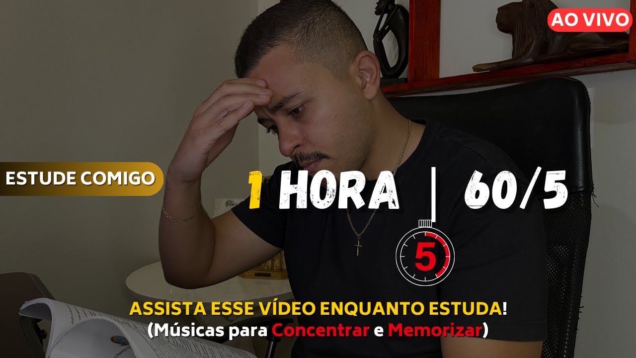 ESTUDE COMIGO - 1h com intervalos (60/5 Pomodoro + Música para Estudar e Concentrar) #35