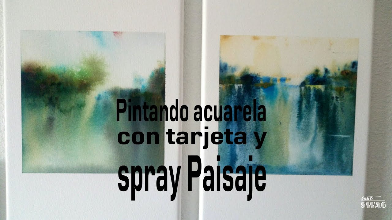 Pintando una acuarela con tarjeta y spray