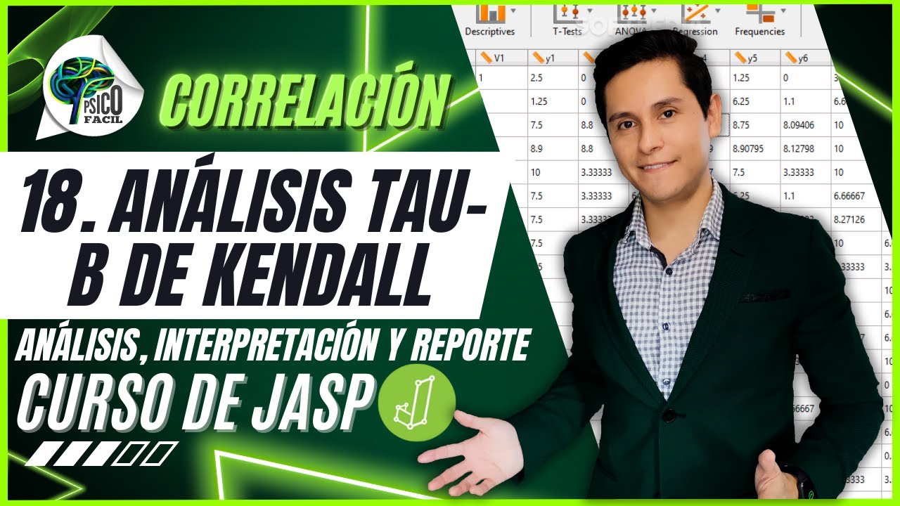 CORRELACION TAU DE KENDALL en JASP | Análisis, interpretación y reporte.