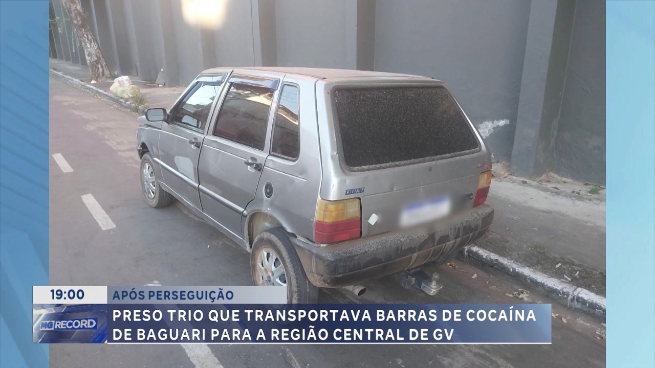 Após perseguição: Trio é preso com barras de cocaína de Baguari para GV.