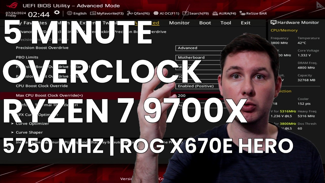 Разгон за 5 минут: Ryzen 7 9700X до 5750 МГц