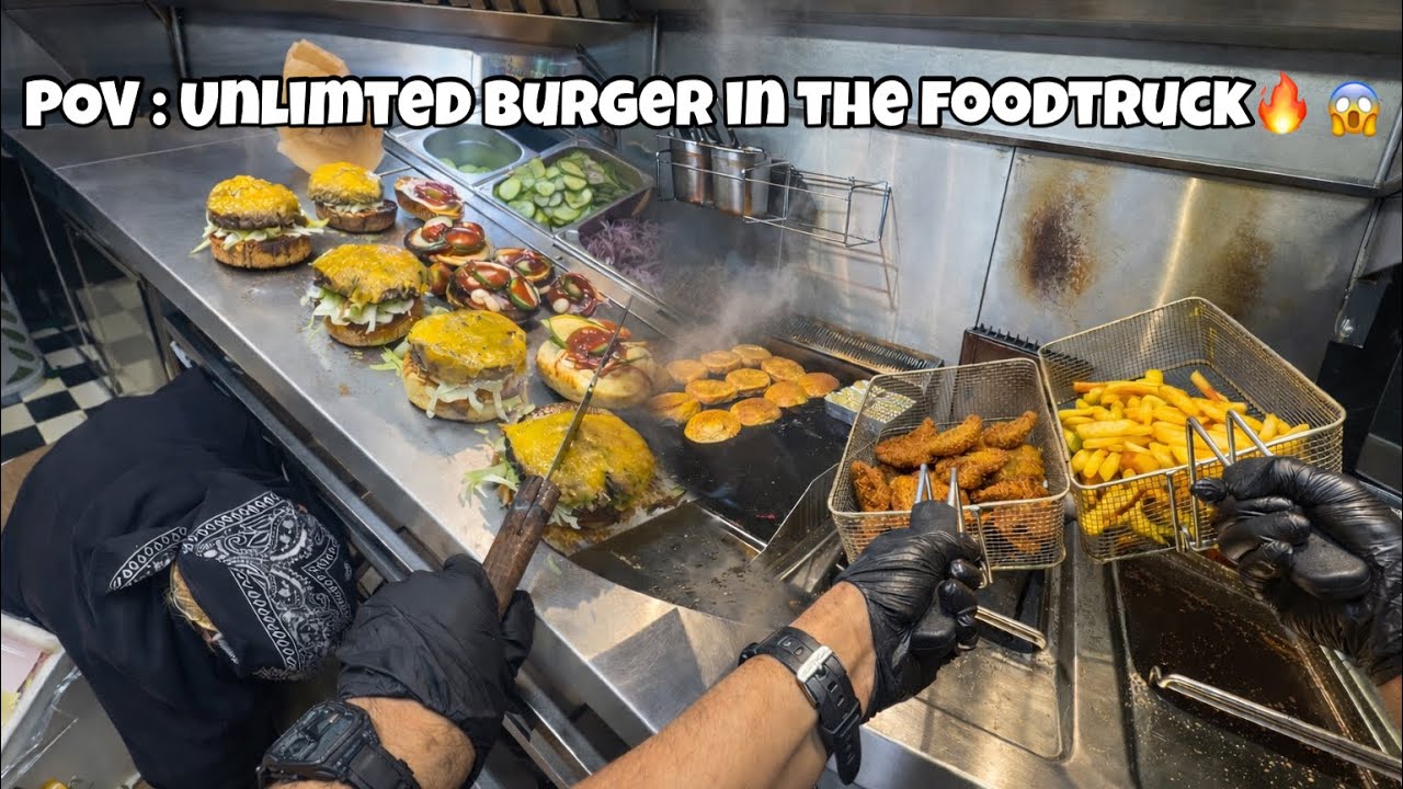 POV : Unlimted Burger in the Foodtruck/ Lunch Rush in foodtruck 🔥😳😮