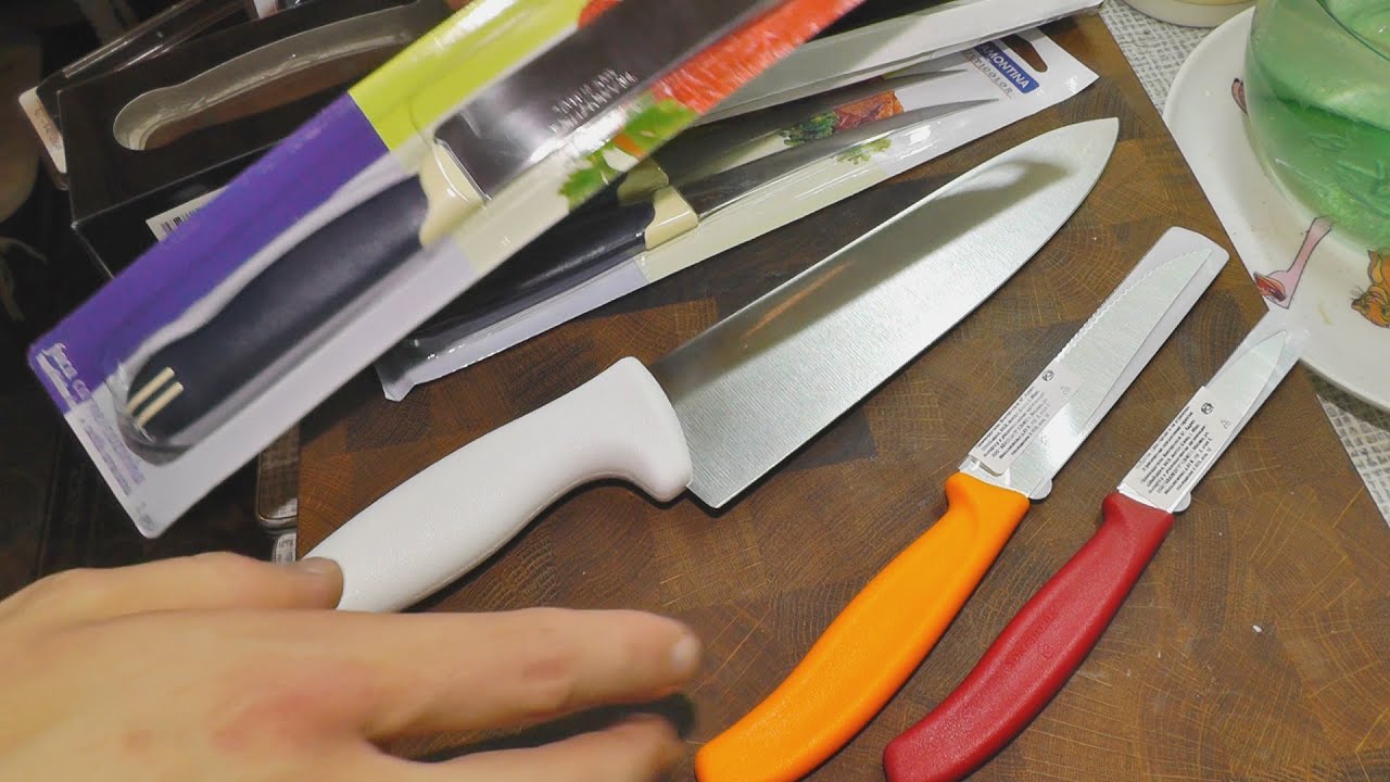 Kitchen knife set Starter Pack - inexpensive and versatile (kitchen knives, sharpening steel, hol...