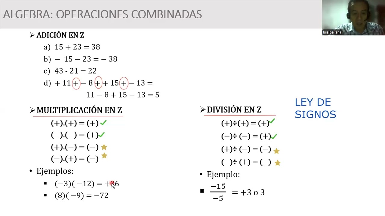 Clase 8 Secundaria: op. combinadas en Z - practica ecuaciones de inecuaciones 1er grado 16022026