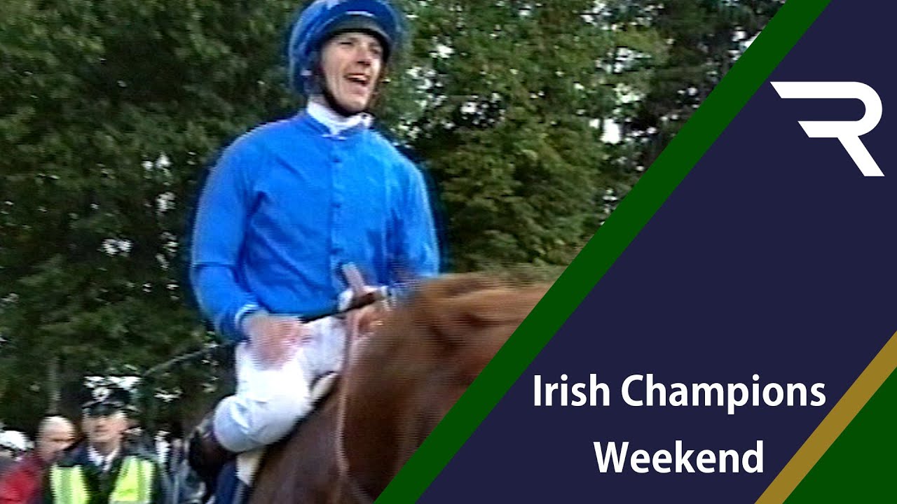 GRANDERA and Frankie Dettori edge out HAWK WING in the 2002 Irish Champion Stakes at Leopardstown