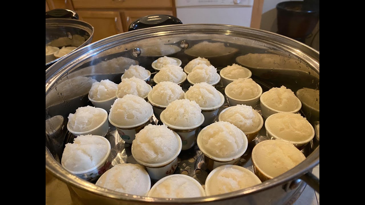 របៀបធ្វើនំអាកោ/How to make steam rice cake