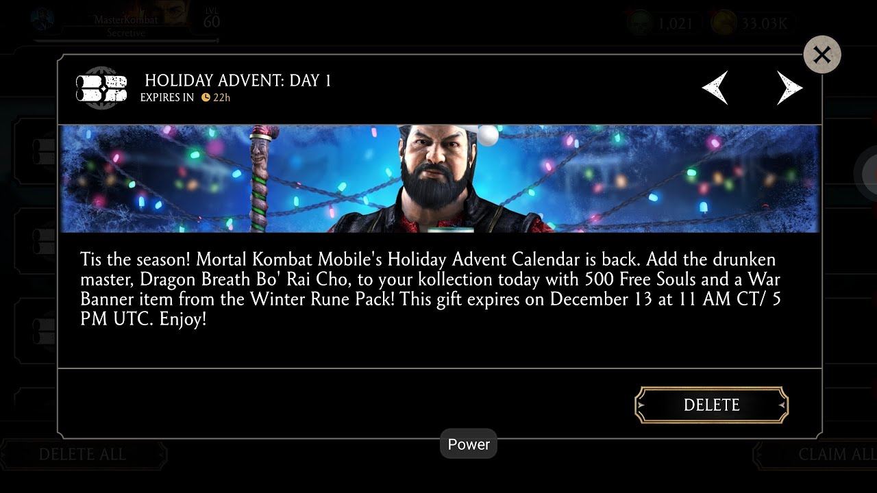 BO' RAI CHO DAY 1 HOLIDAY EVENT MORTAL KOMBAT MOBILE GAMEPLAY 