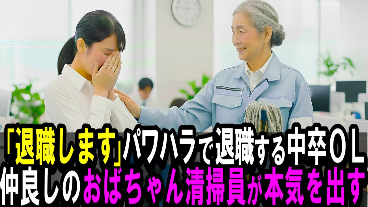 【スカッと】「退職します」嫌がらせで退職する中卒OL。仲良しのおばちゃん清掃員が本気を出す。【シニア】