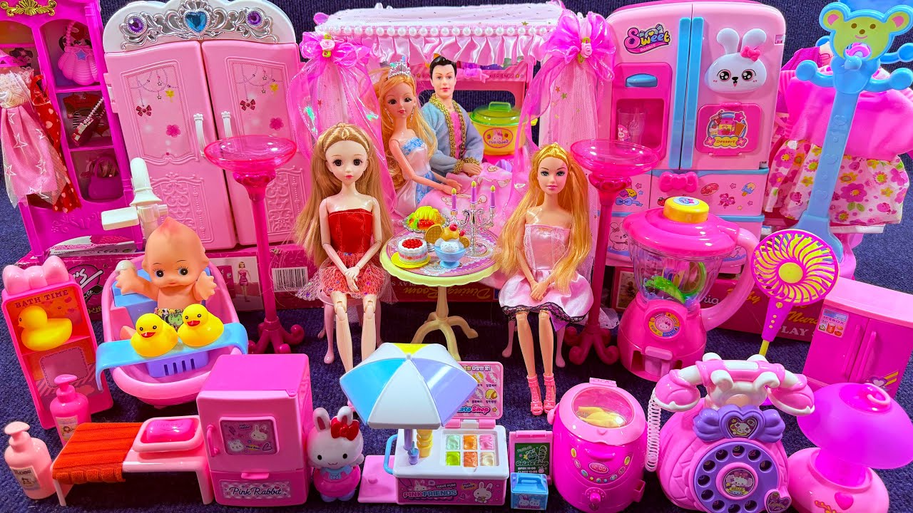 17 Minutes Satisfying with Unboxing Barbie Princess Pink House, Rock Bed Play Set Review Toys | ASMR