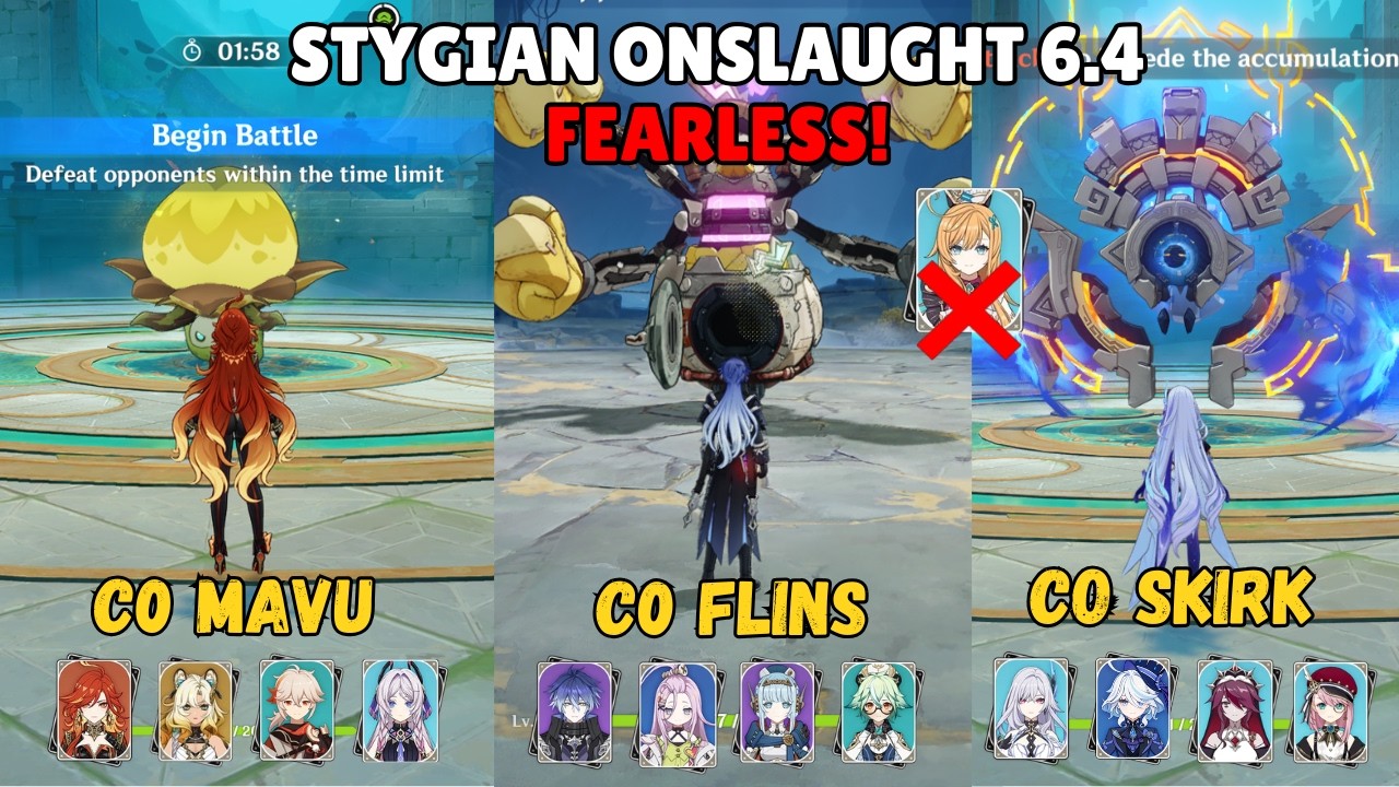 Can C0 Skirk Win WITHOUT Escoffier? C0 Mavuika / C0 Flins / C0 Skirk VS Stygian 6.4 | Genshin Impact
