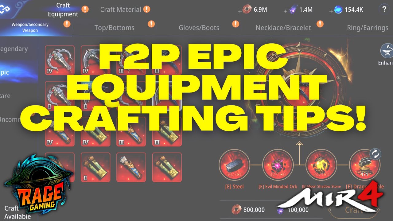 MIR4 F2P Tips for crafting Epic Equipment