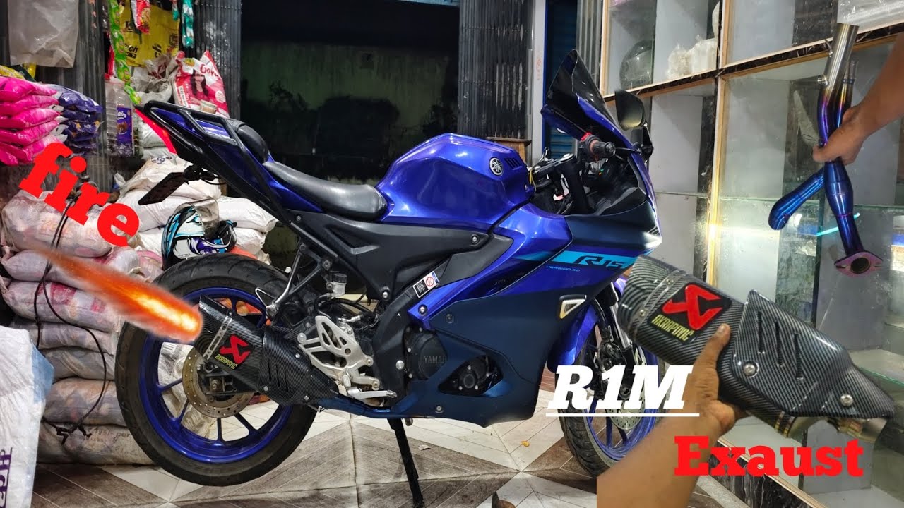 Full System Akrapovic R1M || how to installed r1m Exhaust installed in R15V4 🤯 Full video explain 