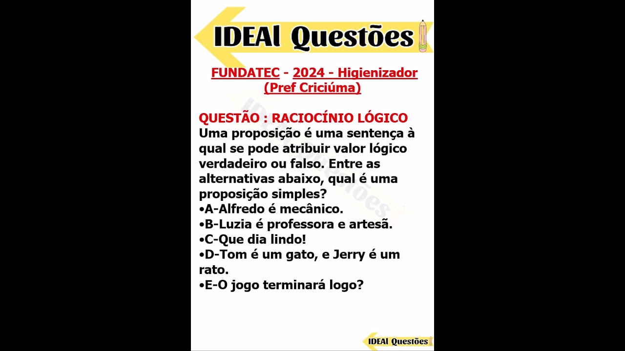 RACIOC&Iacute;NIO L&Oacute;GICO PARA CONCURSO P&Uacute;BLICO ##########shorts2025   IDEAL Quest&otilde;es