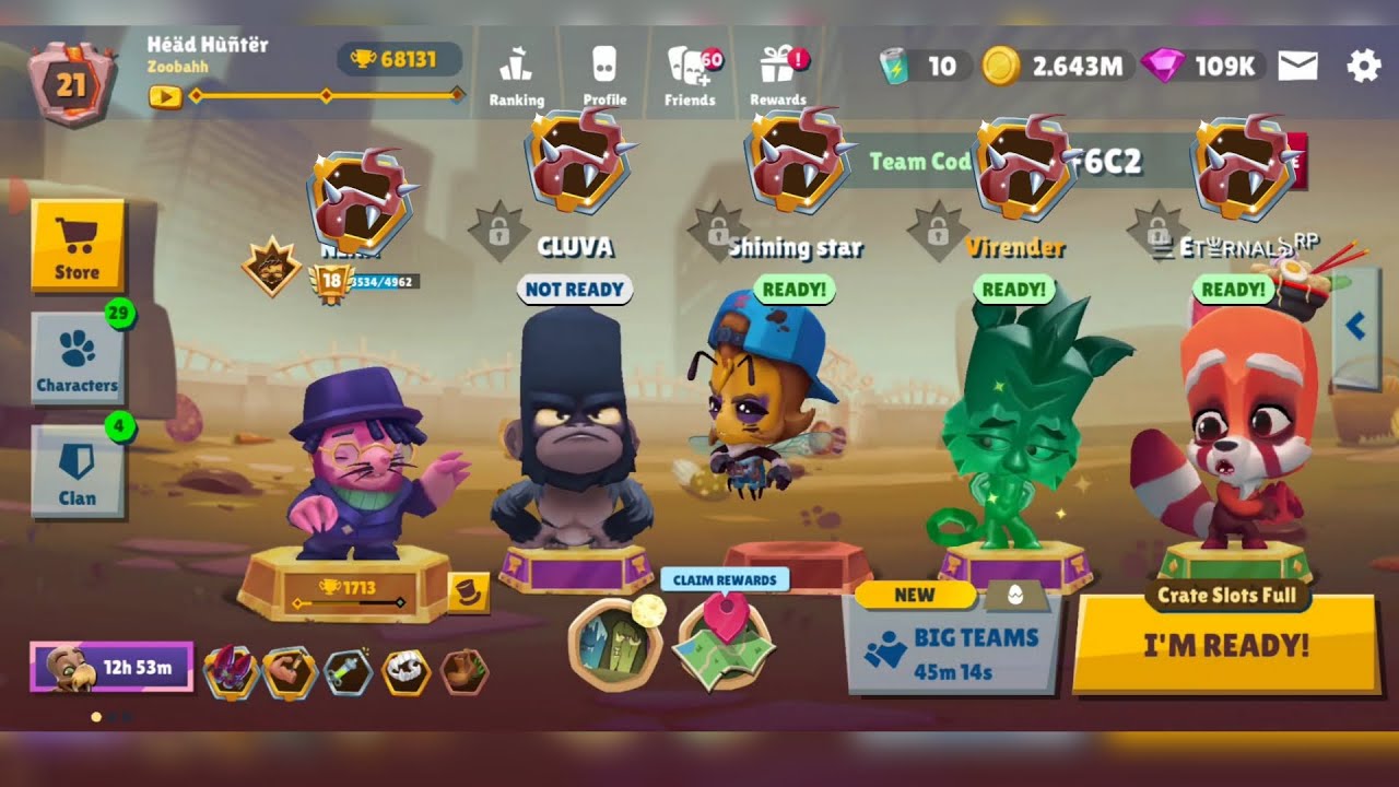 Zooba Squad Nina Bruce Suzy Jade Max 20 Maxed Full Gameplay Got 2000 Trophies