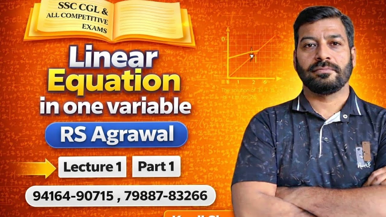 L-1: Linear Equation in One Variable | SSC CGL Maths | Banking & All Competitive Exams 2026