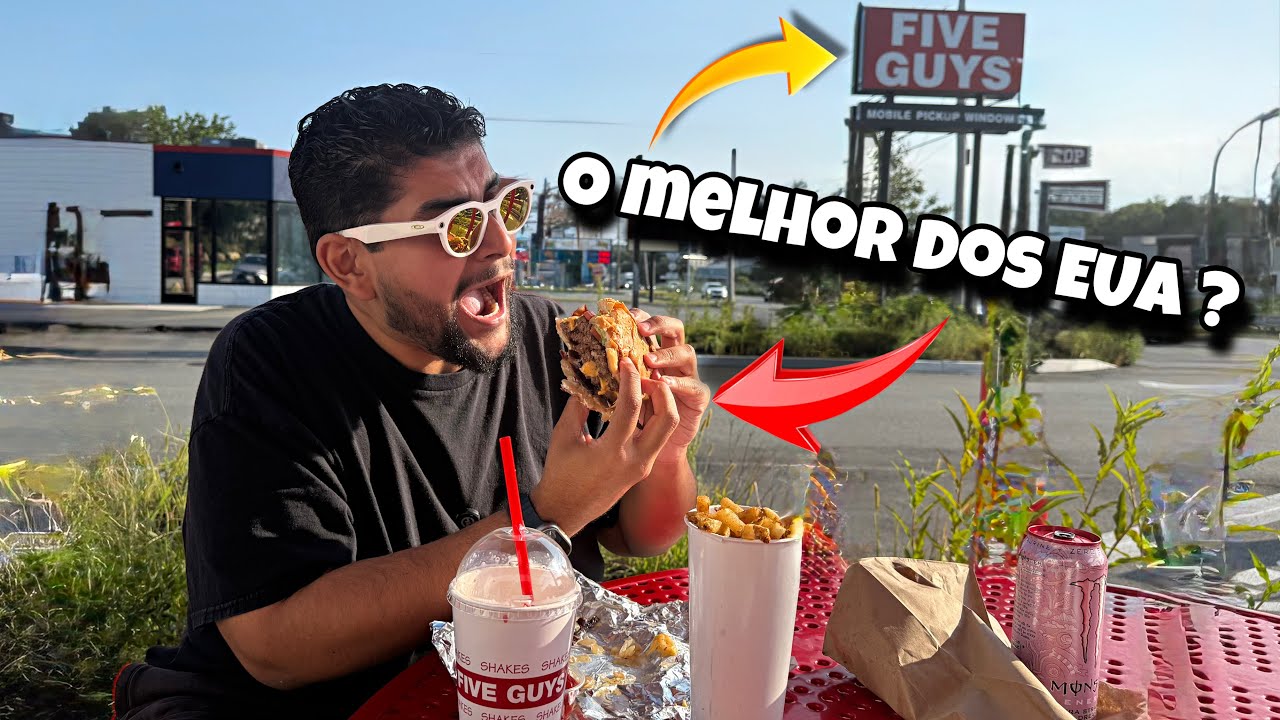 PROVEI O HAMBÚRGUER MAIS FAMOSO DOS EUA 🍔 FIVE GUYS VALE O HYPE?