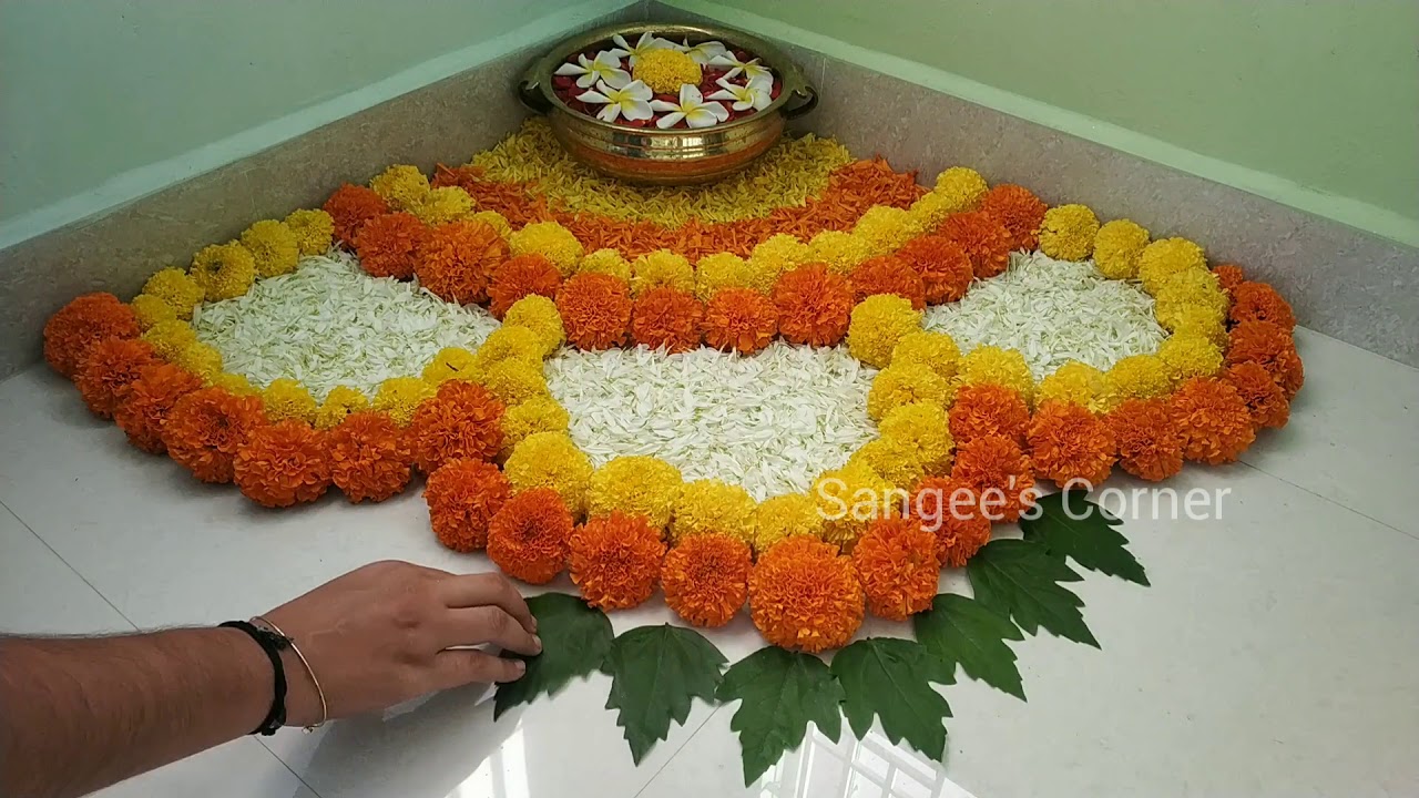 DIY Karthigai Deepam rangoli | Uruli Decoration | Corner flower rangoli designs | Festive decor
