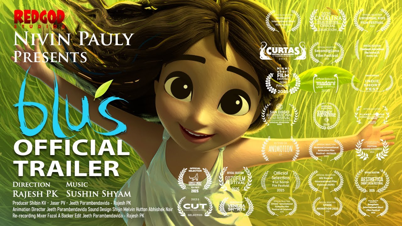 Blu&rsquo;s Animated Short Film Official Trailer | Nivin Pauly | Sushin Shyam | Rajesh PK | RedGod Studios