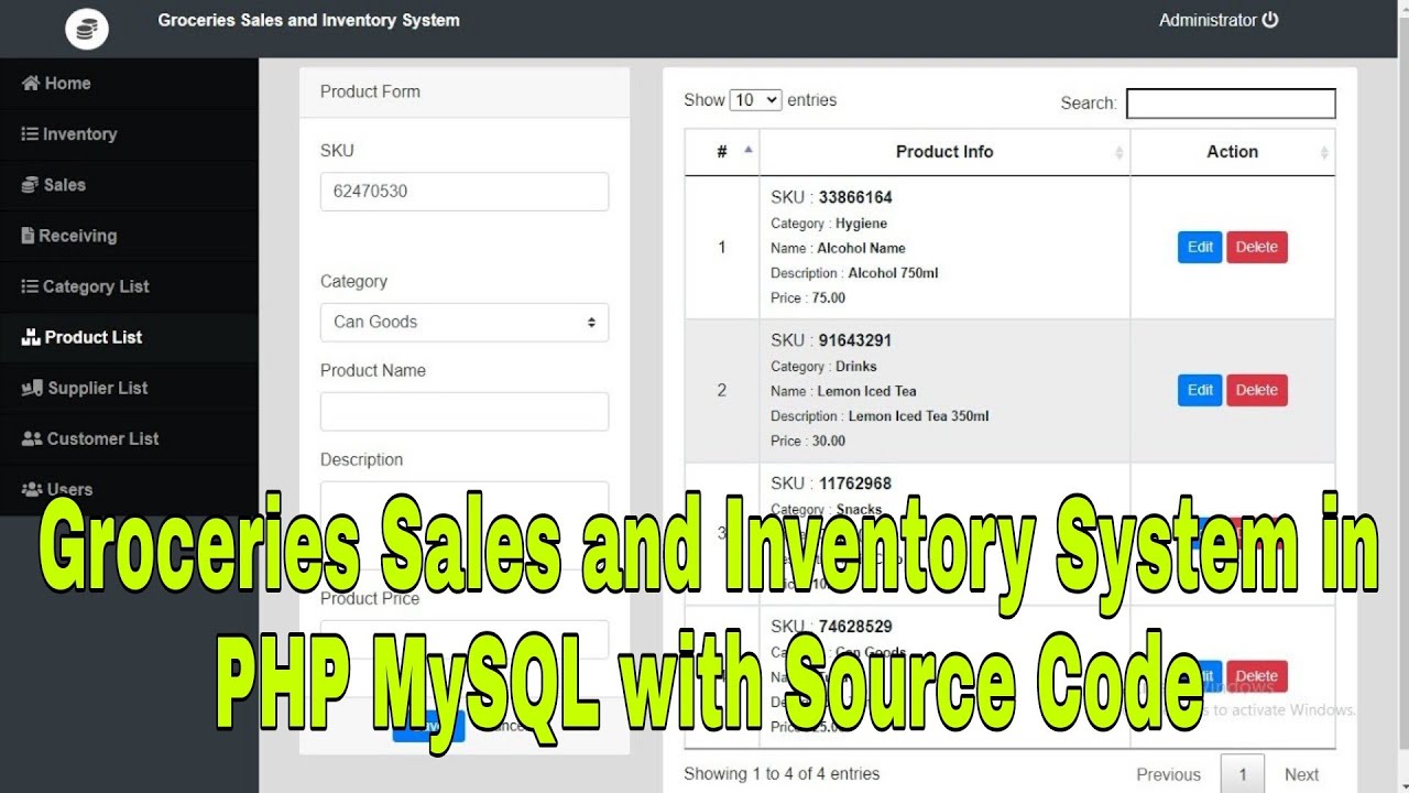 Groceries Sales and Inventory System in PHP MySQL with Source Code