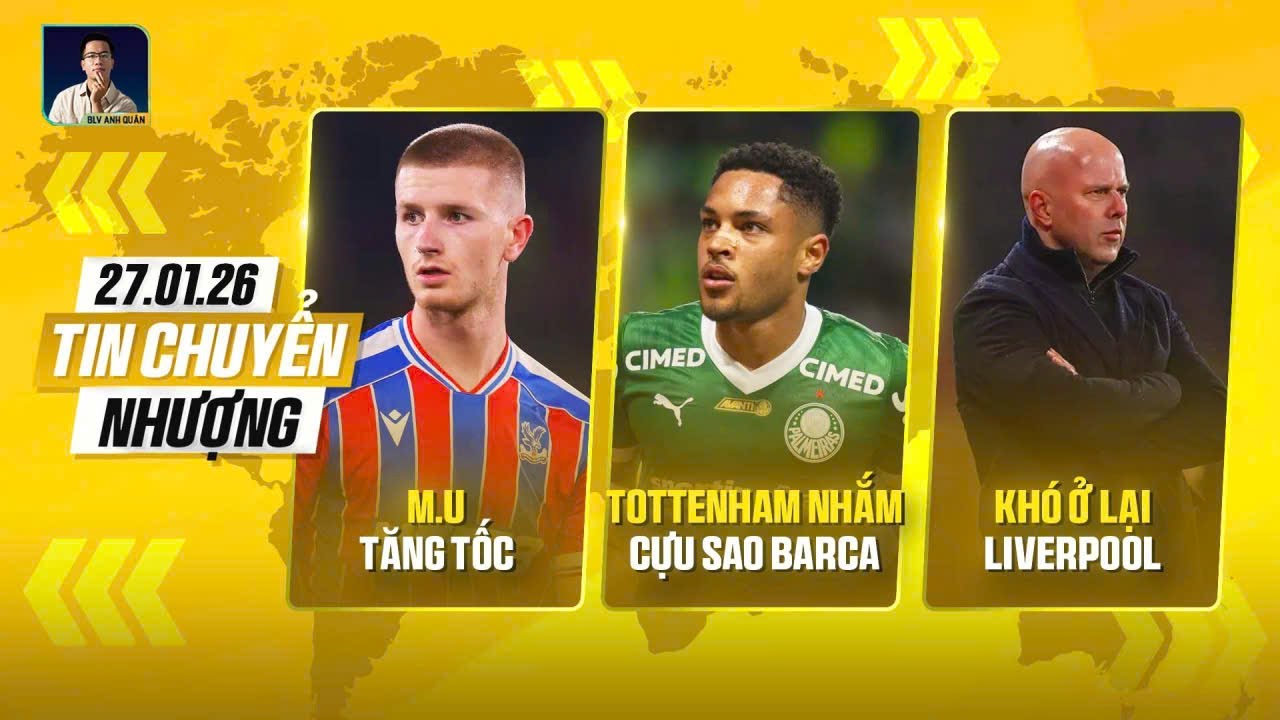 TIN CHUYỂN NHƯỢNG: M.U TĂNG TỐC ADAM WHARTON, TOTTENHAM NHẮM VITOR ROQUE, SLOT KHÓ Ở LẠI LIVERPOOL