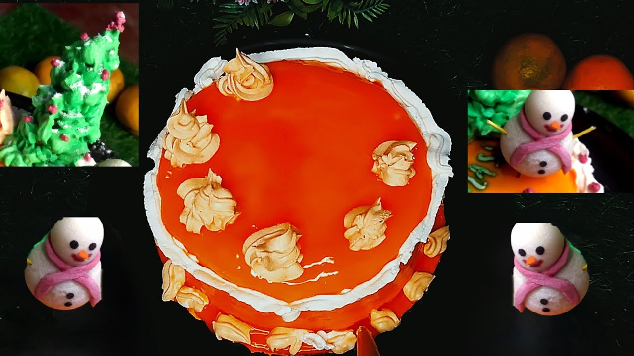 Orange cream cake/New christmas cake decoration ideas 2023#homemadecake