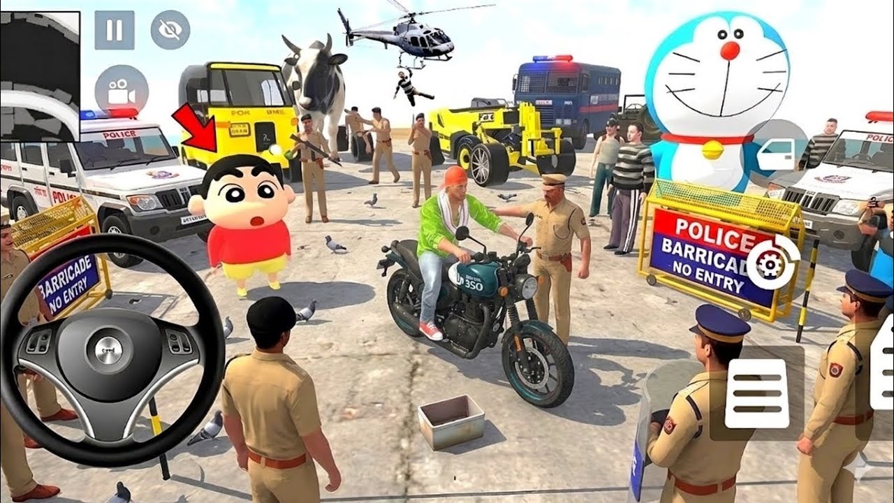 Shinchan Challenge Me For mega Ramp 💥😱 Indian Theft Auto Simulator 💥🤩 Police Station Update Car Bike