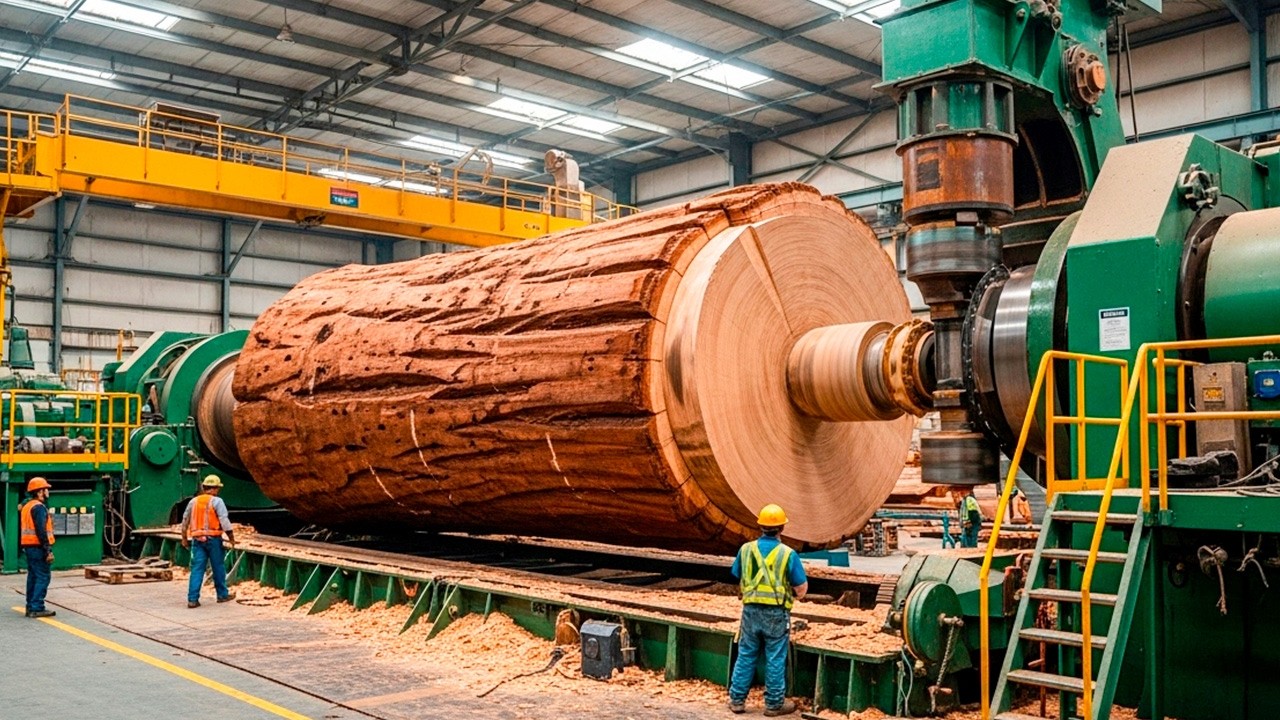 ¿Cómo se hace?. ¡Así se Esculpen SECUOYAS GIGANTES de 10 TONELADAS en Tornos Masivos! 🌲🪓