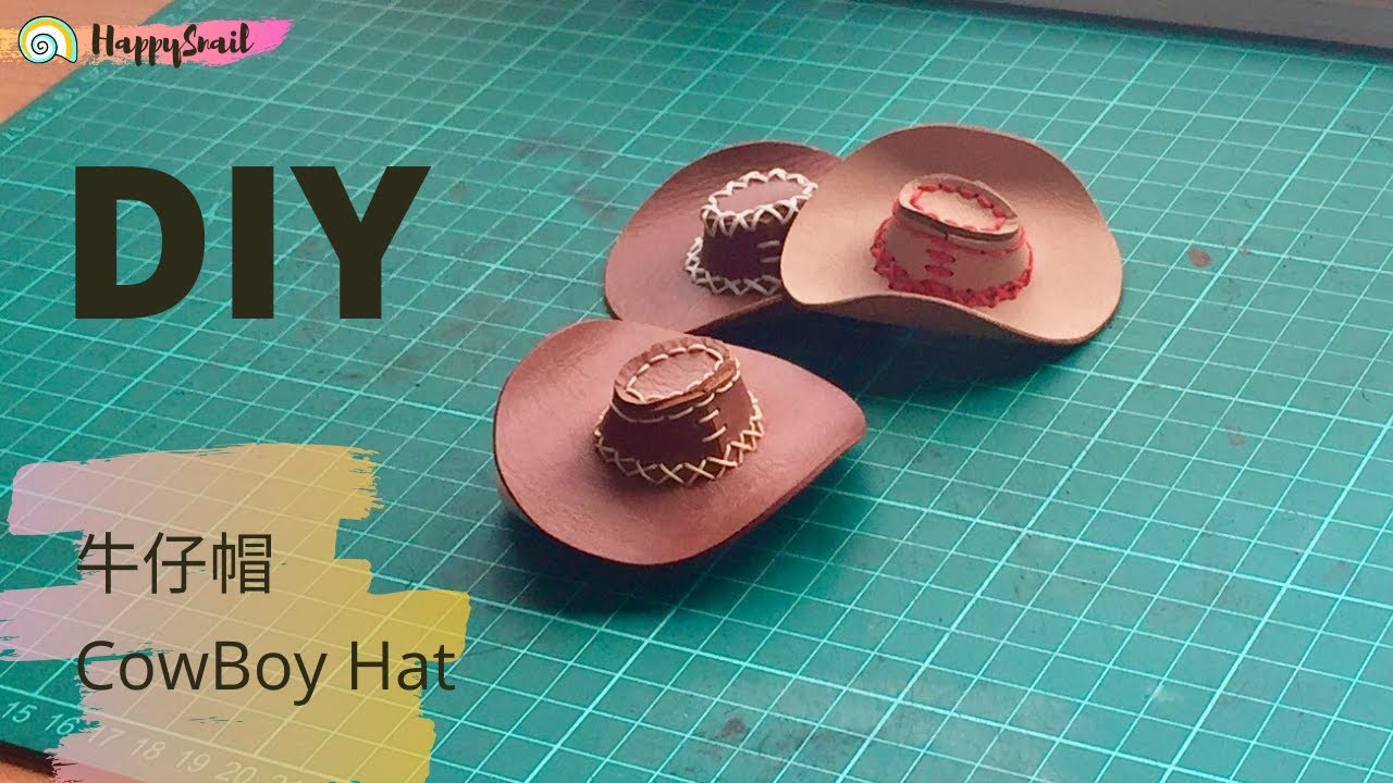 ✅ How to Make a Mini Leather Cowboy Hat using scraps leather, handsew leather hat.