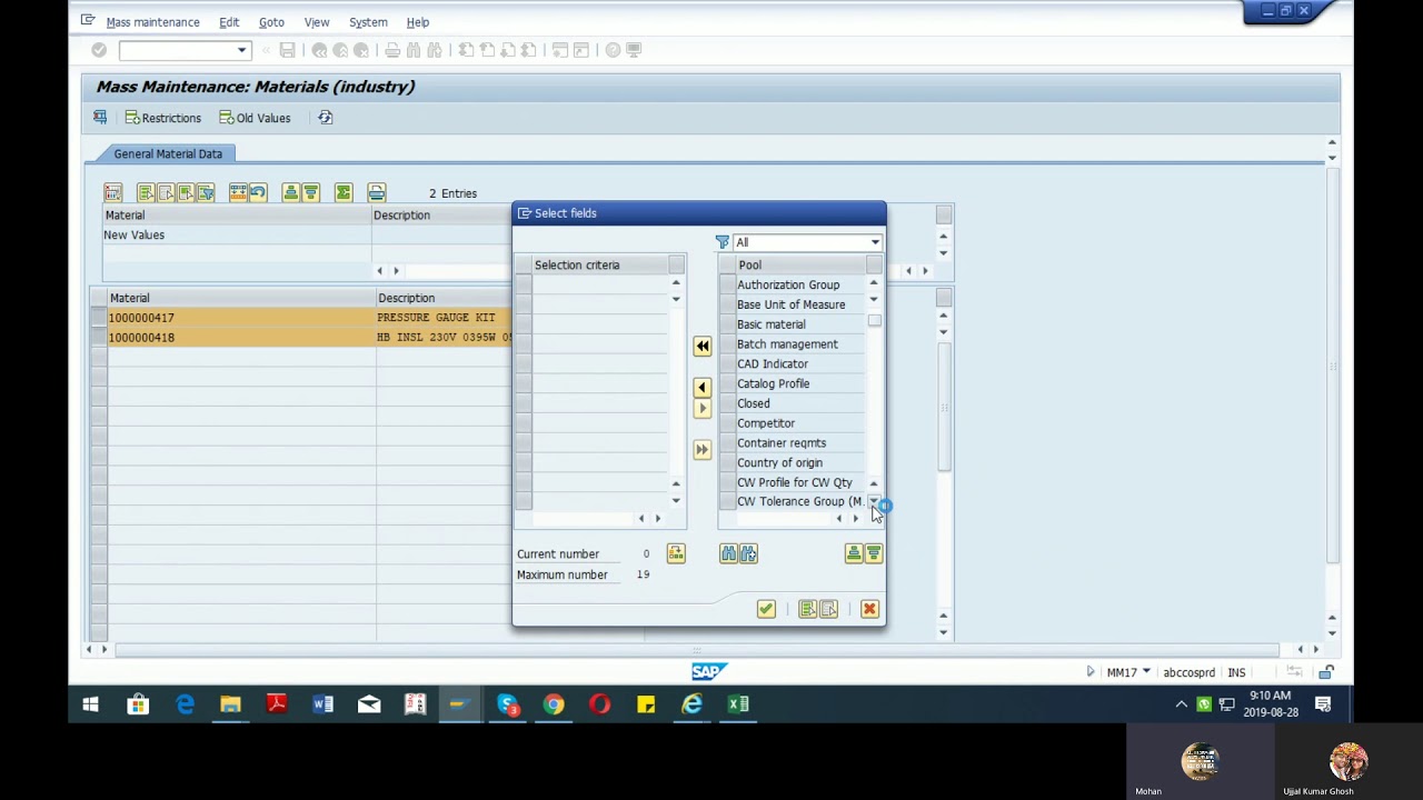 HOW TO BLOCK MULTIPLE MATERIALS THRU MASS CHANGE T-CODE MM17