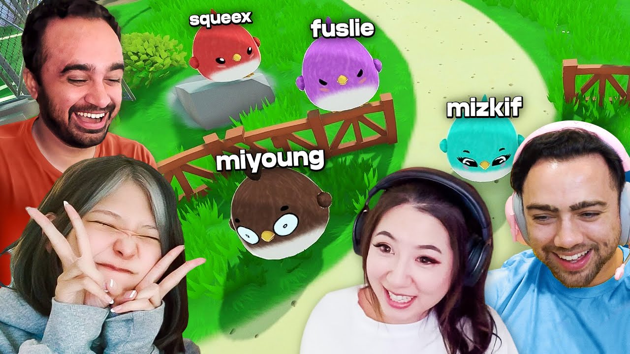 We played Fall Guys but we're Cute BIRDS! | Squeex plays Feather Party w/ Fuslie, Mizkif, Miyoung!