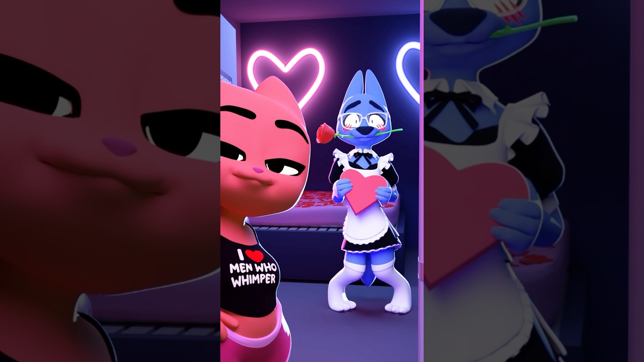 Happy Valentine&rsquo;s Day from Juno and Maxx! 🐱💘🐺 #valentinesday #couple  #lovers #relationshipgoals