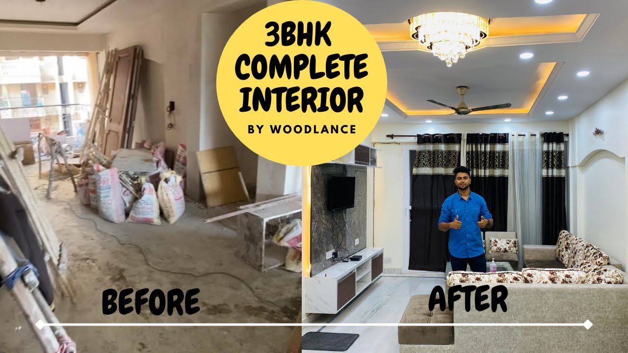 3BHK complete Interior by Woodlance |  Dwarka ( Delhi ) | Modular kitchen | Sliding wardrobe