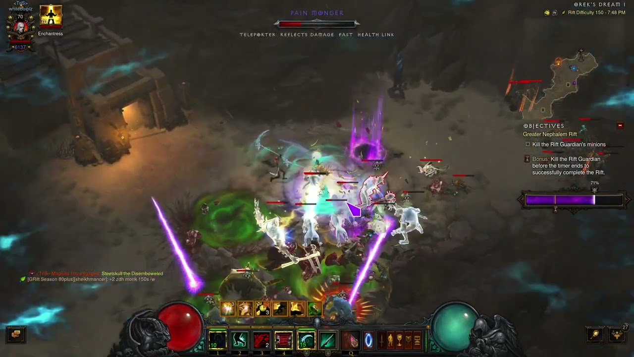 [Diablo 3] Season 34 GR 150 7:26 Necromancer Bone Spear solo rank 1 world