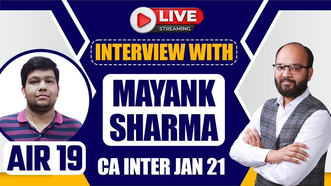 Live Interview with AIR 19 in CA Inter Jan 2021 Exams | CA Inter Live Interview | CA Inter Exam Tips