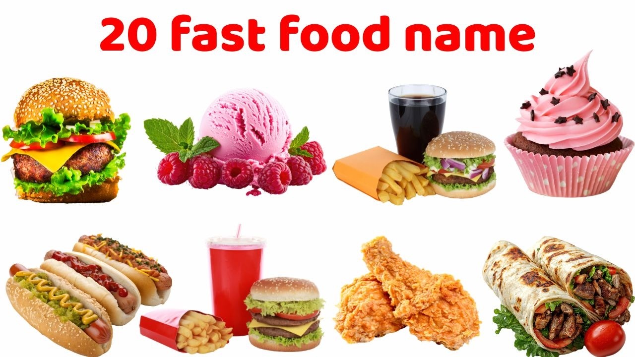 ২০টি ফাস্ট ফুডের নাম Part 2 | Kids Learning Video | English & Bangla Fast Food Names with Pictures