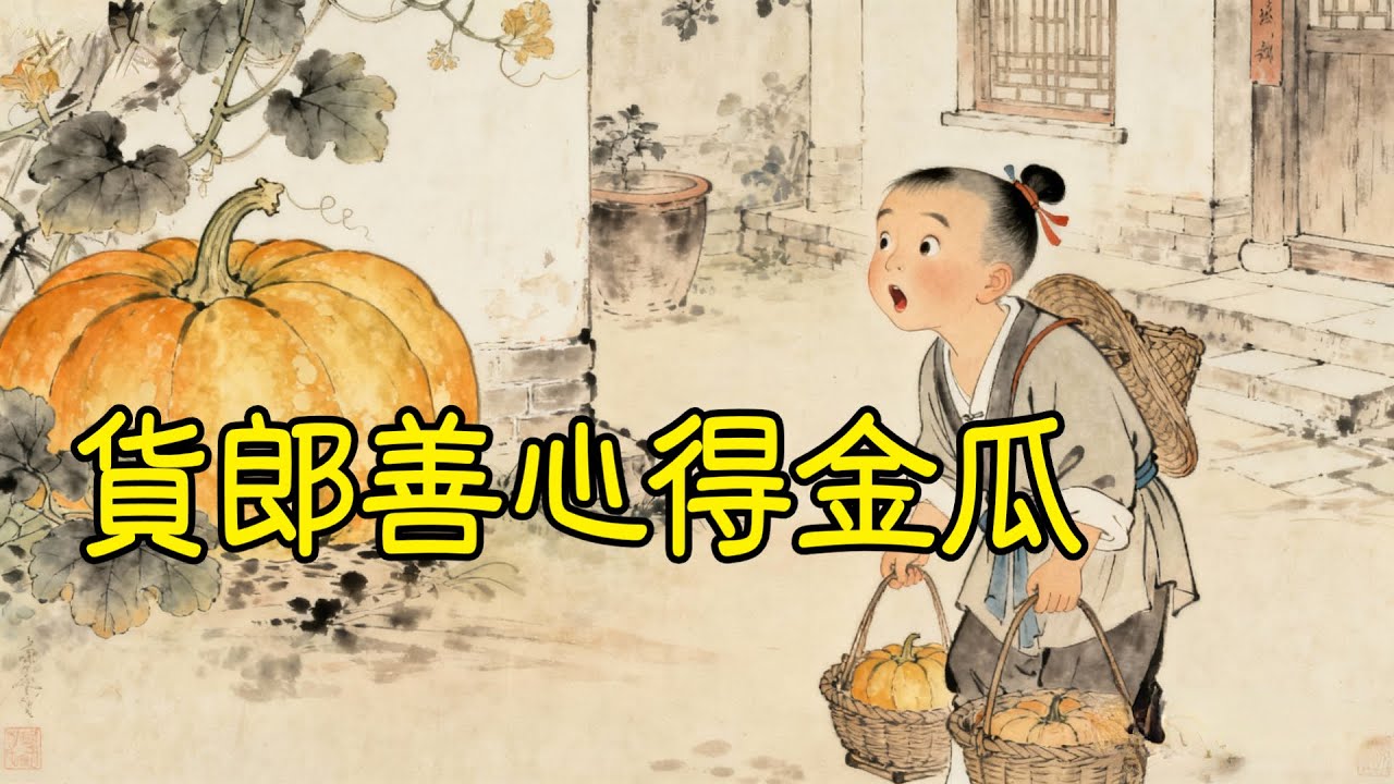 小貨郎雨夜送迷路老嫗回家，獲贈一包不起眼的種子，來年春天院裏長出的瓜個個是金的！#故事#民間傳說#奇遇#報恩#原創故事