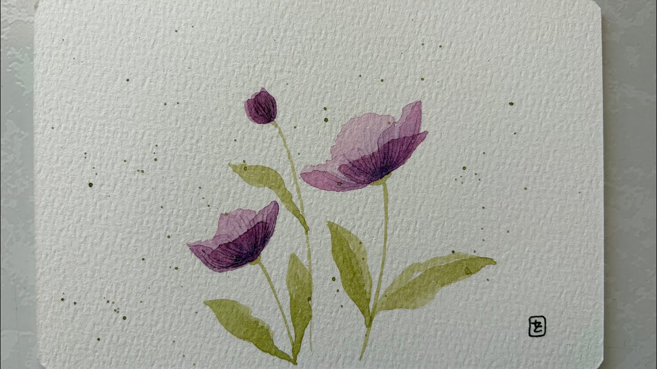 Simple watercolour painting - transparent flowers #simple #watercolour #watercolourpainting #flowers