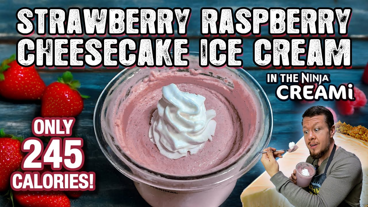 Ninja Creami STRAWBERRY RASPBERRY CHEESECAKE ICE CREAM for Weight Loss!