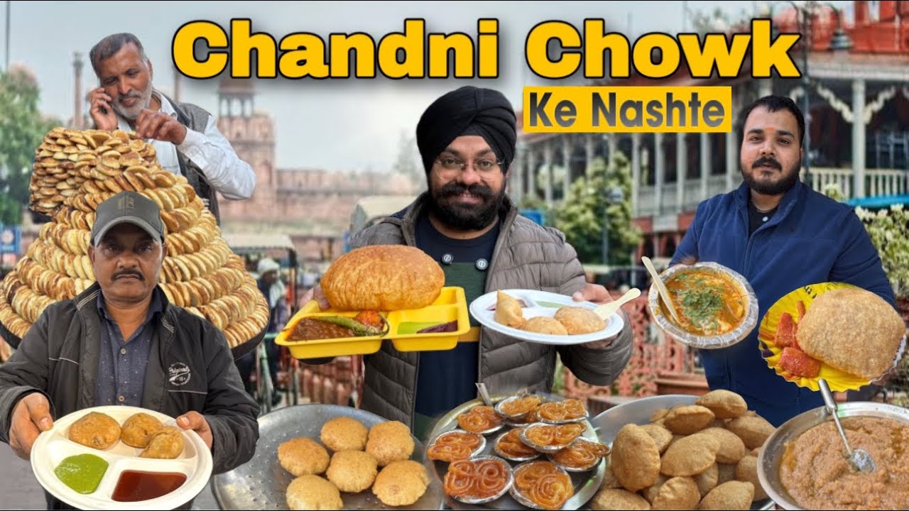 Best Breakfast in Chandni Chowk , Delhi | Chole Kulcha , Bathure chole , Bedmi Poori , Nagori Shot
