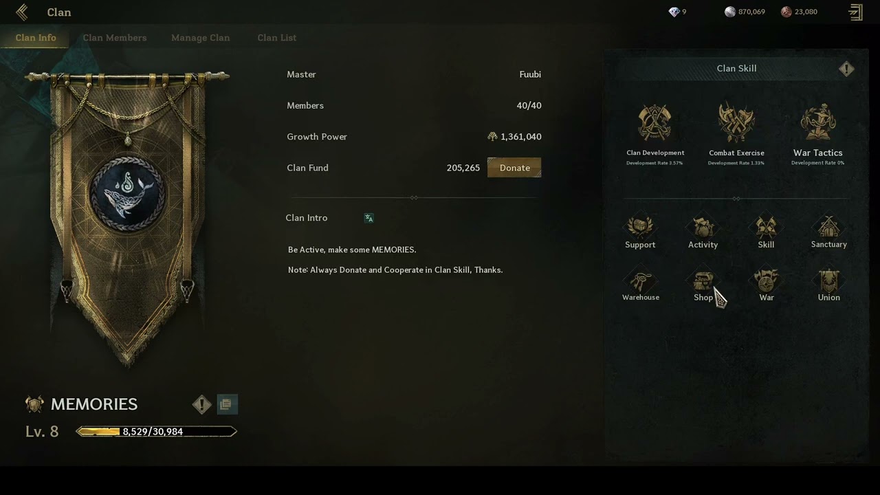 LEGEND OF YMIR -  BUY SKILL on CLAN SHOP need to LEVEL UP TRADE FIRST AND 7 DAYS CLAN STAY