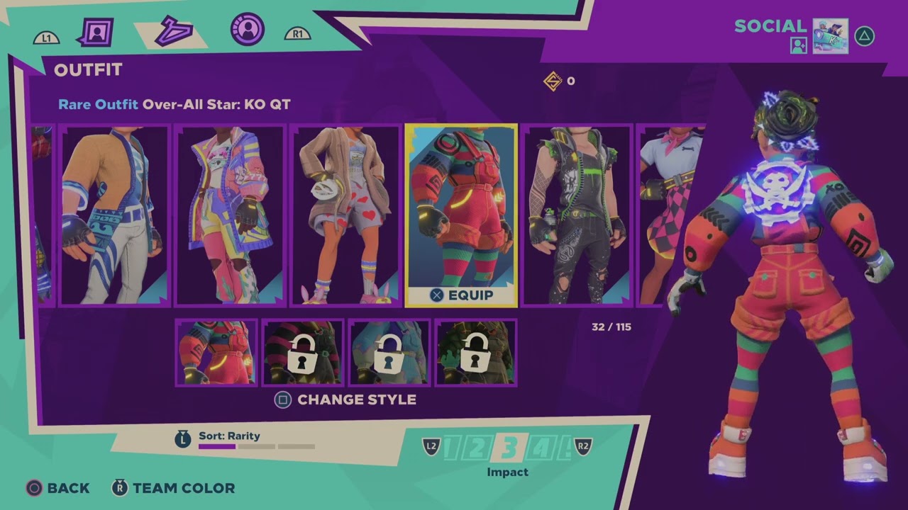 Knockout City: going through my outfits one last time.