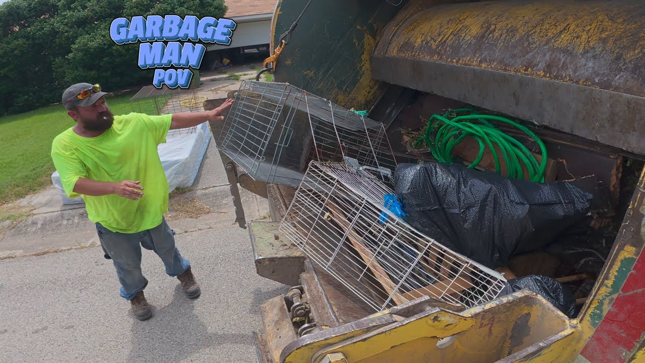 Garbage Truck in Action | Rear Loader Bulk Trash Collection | 4K UHD POV